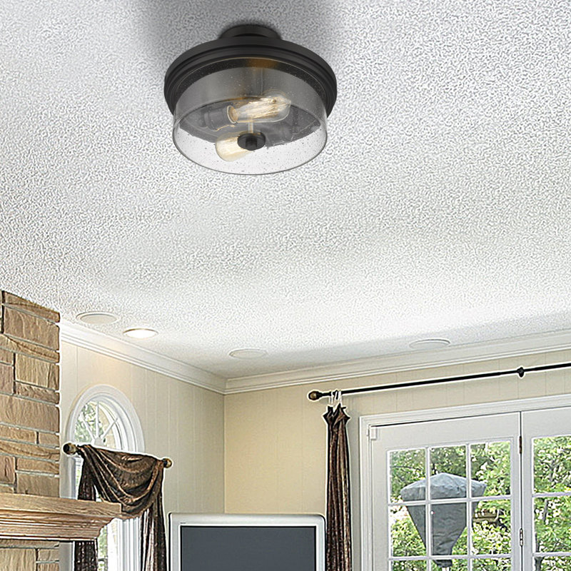 Masham Glass Flush Mount, Matte Black
