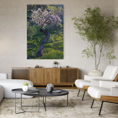 Almond Tree In Blossom. Prunus Dulcis. Abstract Contemporary Flower Tree Wall Art