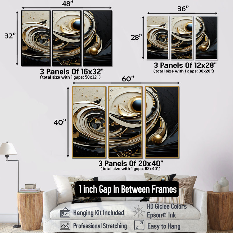 Winslow - Abstract Spirals Wall Art Set, 28" H x 36" W x 1" D, Silver Floater Framed