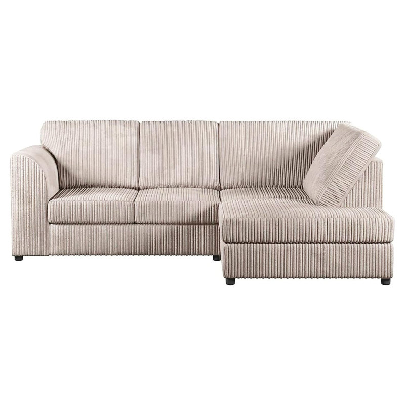 Jumbo Cord Hand Facing Corner Sofa With Footstool, Right Hand Facing, Cream