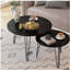 Ensemble de 2 tables basses gigognes rondes de 27,56 po, ensemble de tables de bout gigognes circulaires, plateau de table rond en marbre et base en métal robuste pour le salon, la chambre à coucher, noir