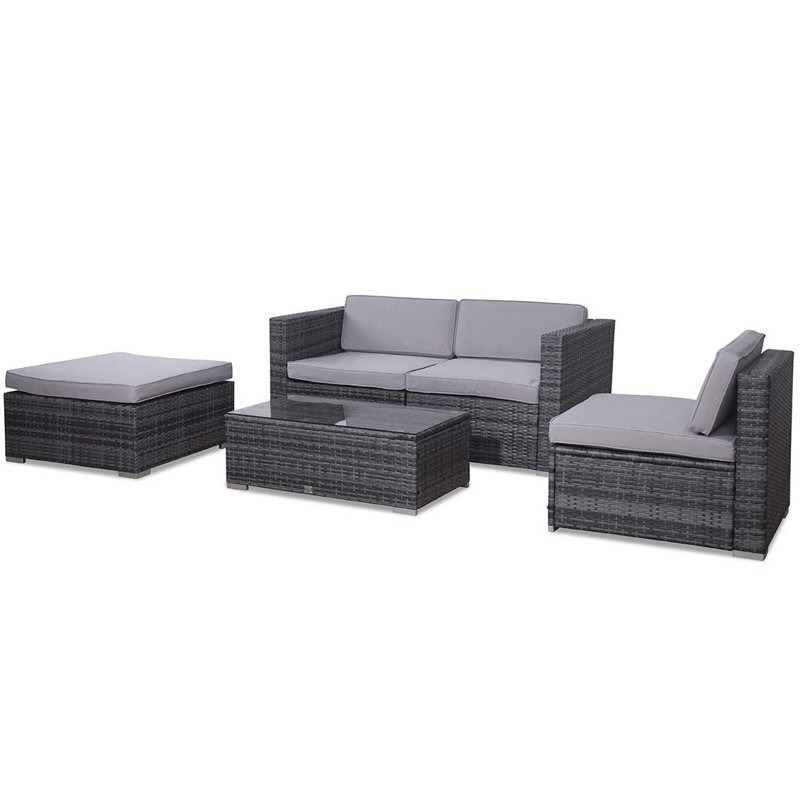 Ferdaws Metal 4 - Piece Sofa Set with Cushions, Grey, Grey