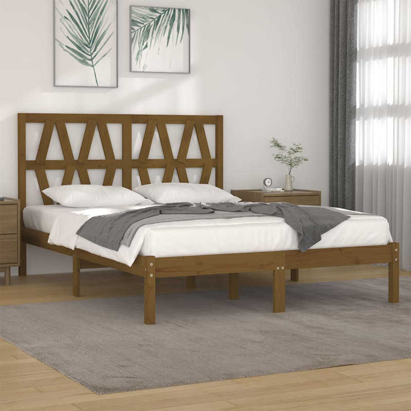 Bed Frame Solid Wood, Grey, 120 x 200 cm