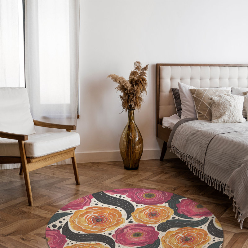 Tapis tressé Blossom Riot, Rond 5 pi