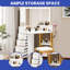 Halide Vanity Desk Makeup Table set Stool with Tri-Fold Mirror, Storage Drawer, and Shelves-1324910856