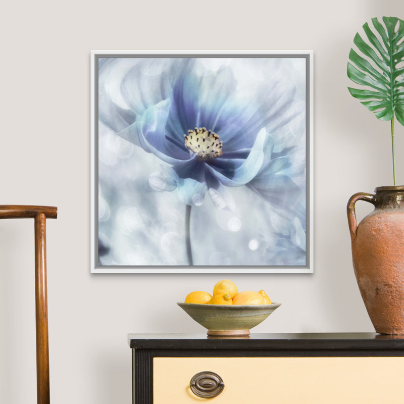 «Feeling of Blue I», reproduction d'art sur toile, Cadre flottant blanc, H 25,7 po x l 25,7 po x P 1,75 po