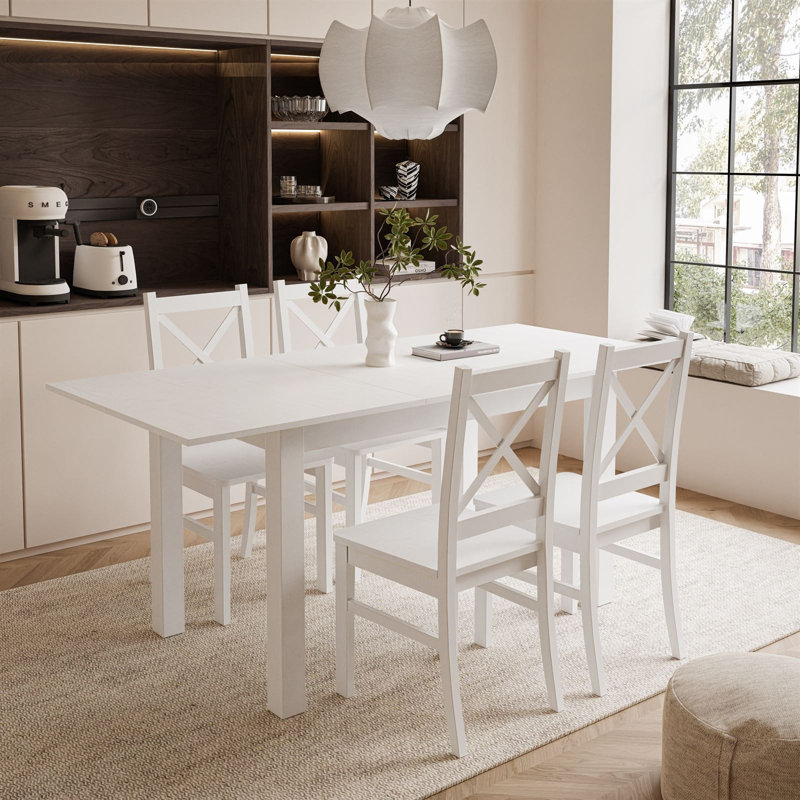 Odelle 4 - Person Dining Set, White, White, White