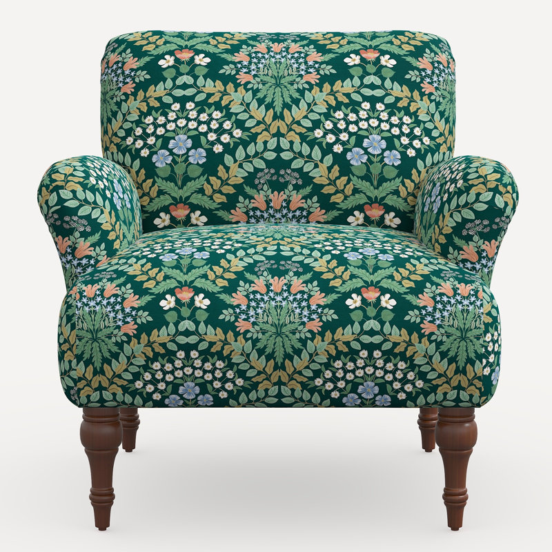 Fauteuil Bristol, Lin émeraude RPC Ronce, Espresso