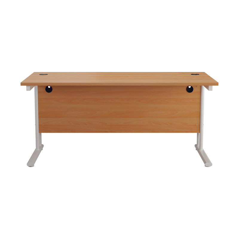 Metal Base Desk Shell, Beech - White, 73cm H x 160cm W x 80cm D