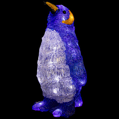 12.5" Lighted Commercial Grade Acrylic Penguin Christmas Display Decoration