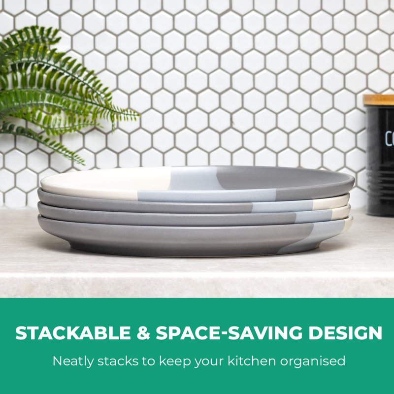 Piece Stoneware Dinnerware Set - Service for 4, Grey
