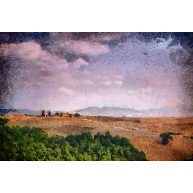 Painted Landscape With Lilac Sky - Wrapped Canvas Art Prints, 30cm H x 46cm W x 3.8cm D