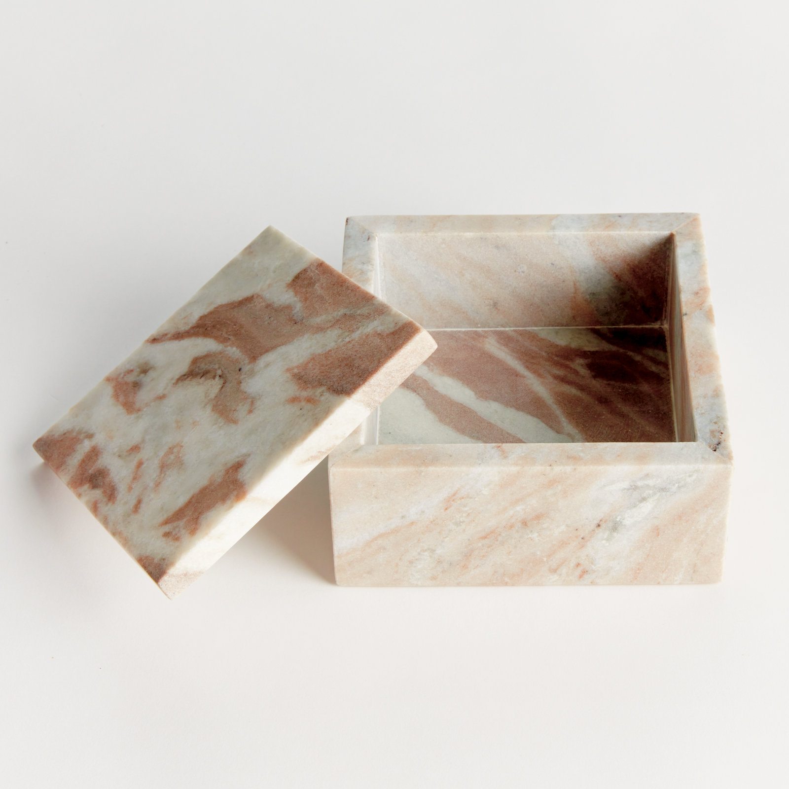 JAQUELINE SQUARE LIDDED BOX WIDE, Beige/White, 3.5" H x 5" W x 5" D