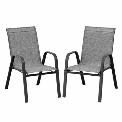 Chaises de patio, chaises de patio d'extérieur à haut dossier empilables, structure en acier thermolaqué antirouille avec tissu respirant en textilène, supporte 400 lb, peu encombrant pour le jardin, la piscine et le balcon