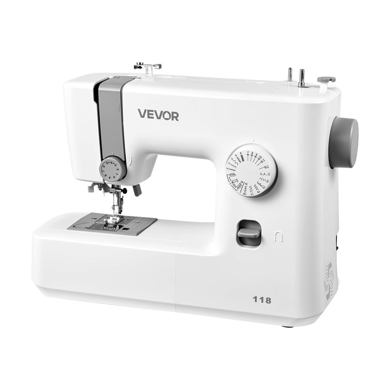 Machine à coudre, 18 points, avec lumière à DEL et pédale, commande à cadran simple, cadre intérieur en métal, machine à coudre légère et portable pour adultes