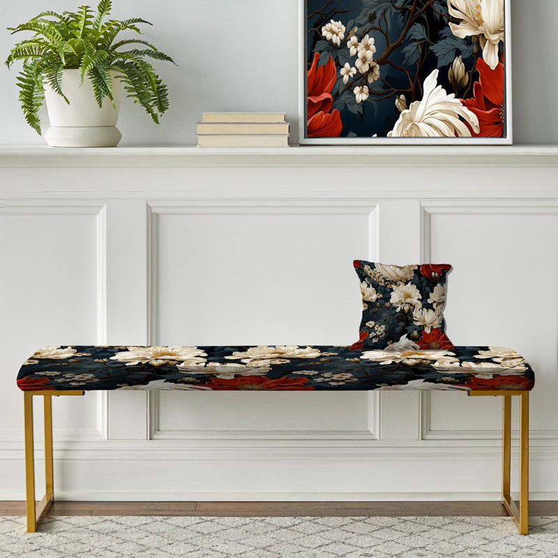 Banc rembourré or, Nature Inspired Details