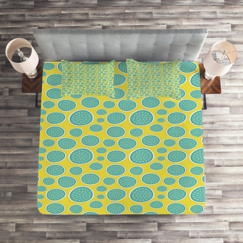 Melon Coastal Polyester Coverlet, King Bedspread + 2 Shams