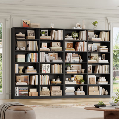 74.3"h X 47.2"W Wood Double 6-tier Standard Bookcase (set Of 2)