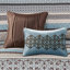 Ensemble de couvre-lit réversible en jacquard 5 pièces Blue King