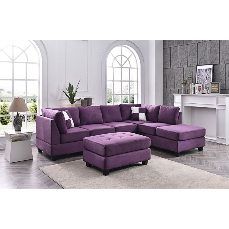 Canapé modulaire Malone G637B-SC (sans repose-pieds) , Orienté à droite, Microfibre mauve