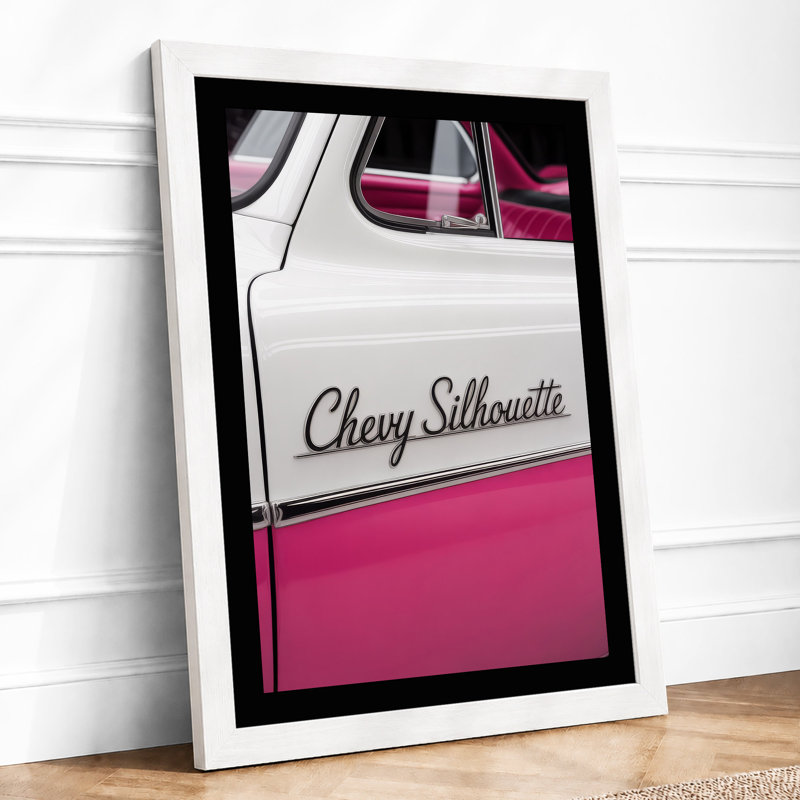 Chevy Silhouette Pink Retro - Framed Print, A1 - 84.1 x 59.4 cm, White