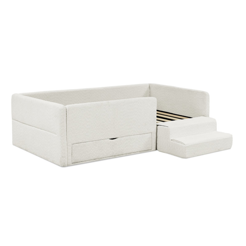 Lit d'enfant peu encombrant avec tissu Boucle, design moderne
