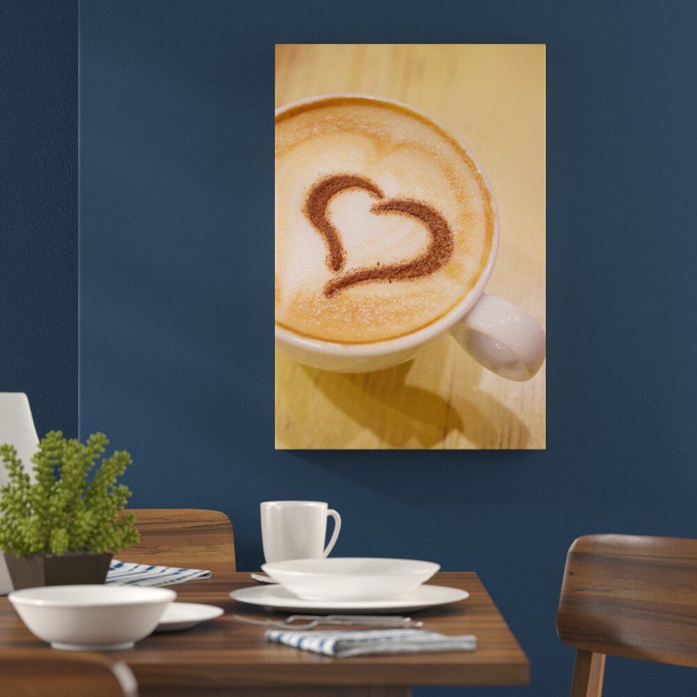 Leinwandbild Kaffee Coffee Herz aus Schaum Cappucino, Fotodruck