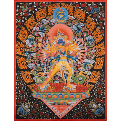 Super divinité Kalachakara de qualité supérieure avec son épouse Vishvamata Thangka (Brocadeless Thangka)