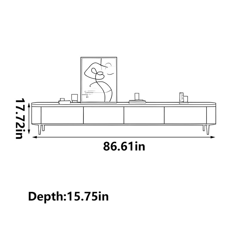 Meuble télé de luxe noir clair, 86.61"