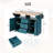  55 inch Rolling Kitchen Island with Double Drop Leaf, Large Mobile Kitchen Cart with Power Outlet and USB Ports, Folding Dining Table with 3 Drawers, Blue-122081789