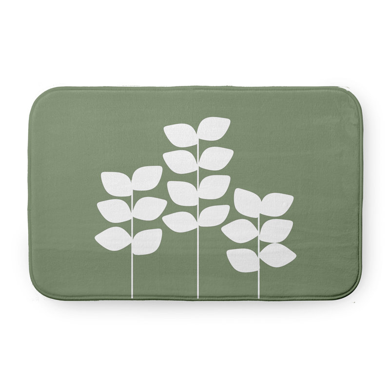 Tapis de bain Botanical Blooms, L 17 po x L 24 po, Vert