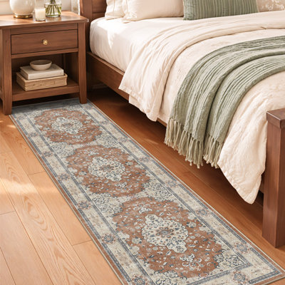 Washable 2x6 Kitchen Runner Rug: Indoor Oriental Hallway Carpet Low-Pile Stain Resistant Entryway Bathroom Area Rug Non Slip Vintage Soft Floor Mat for Living Room Bedroom Boho Home Decor