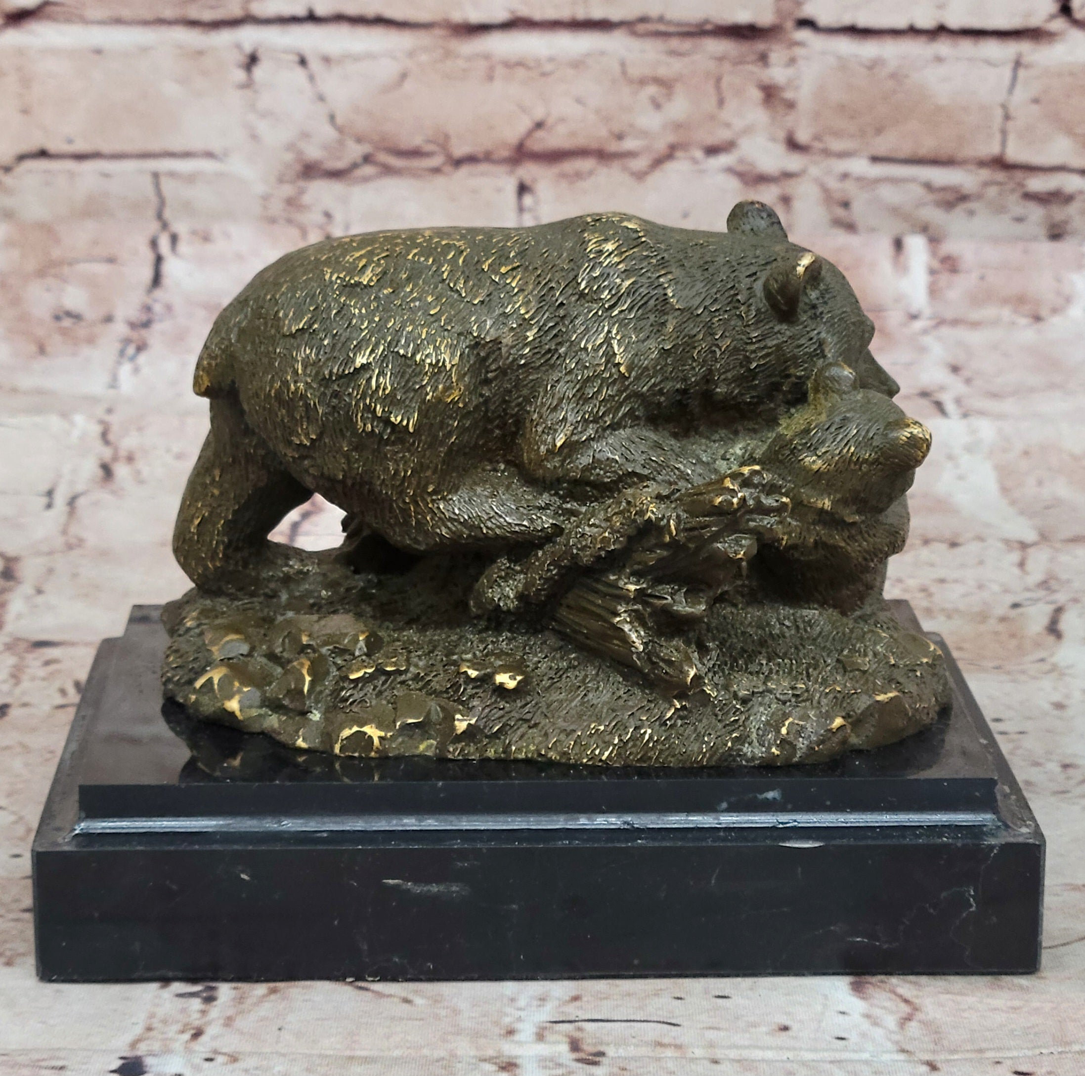 Bloomsbury Market Bronze Bear and Cub Statue Realistic Wildlife ...