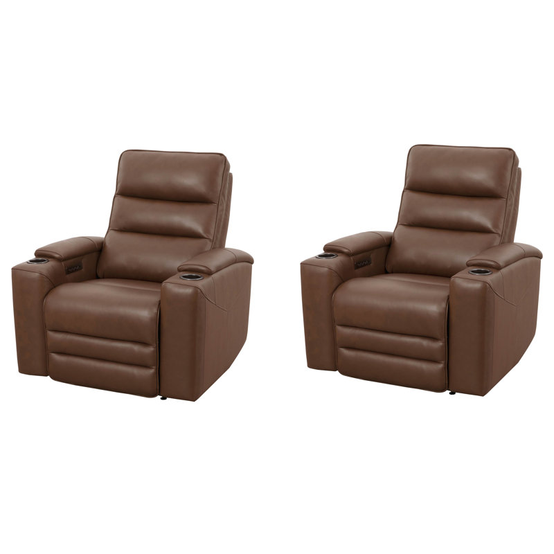 Gardeis Power Zero Gravity Recliner Two Pack, Brown Genuine Leather