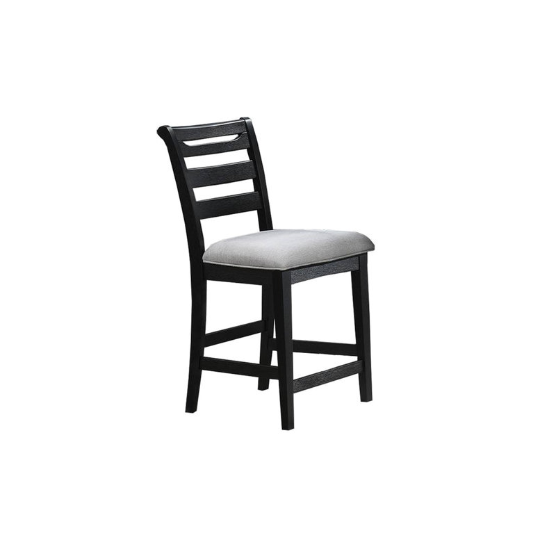 2 chaises de salle à manger modernes, hauteur de comptoir, dossier noir, assise à coussin en mousse, armoire en bois massif de hauteur contemporaine noire, dossier, commode rembourrée en bois d'hévéa