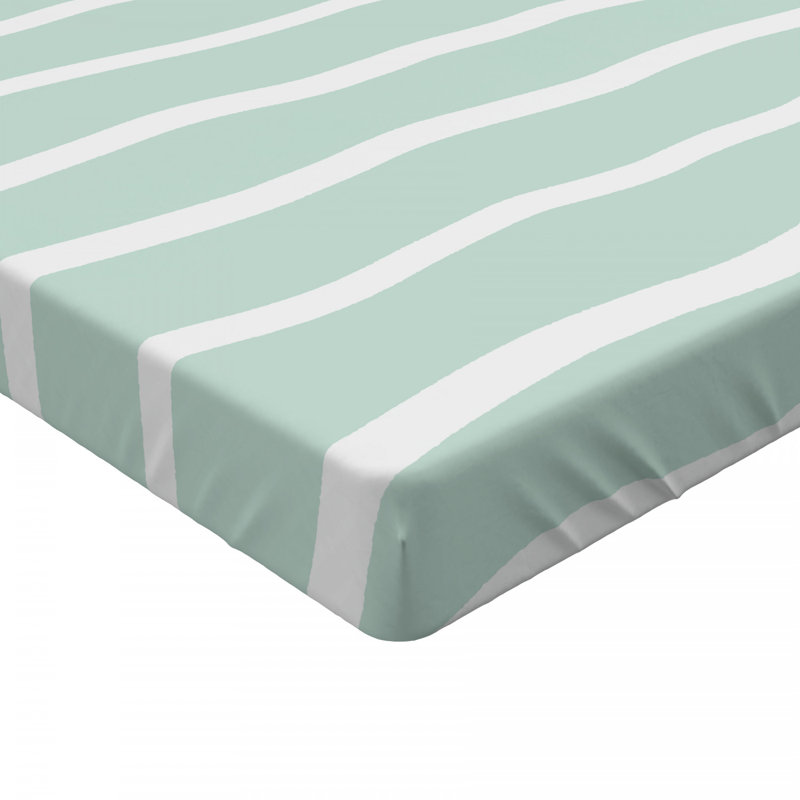 Twin XL Blue and Green Striped Microfiber Fitted Sheet