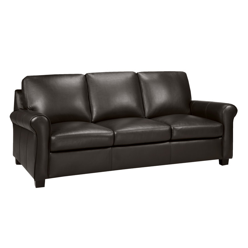 Canapé Ambrie, Cuir moka, H 36 po x l 80 po x P 37 po