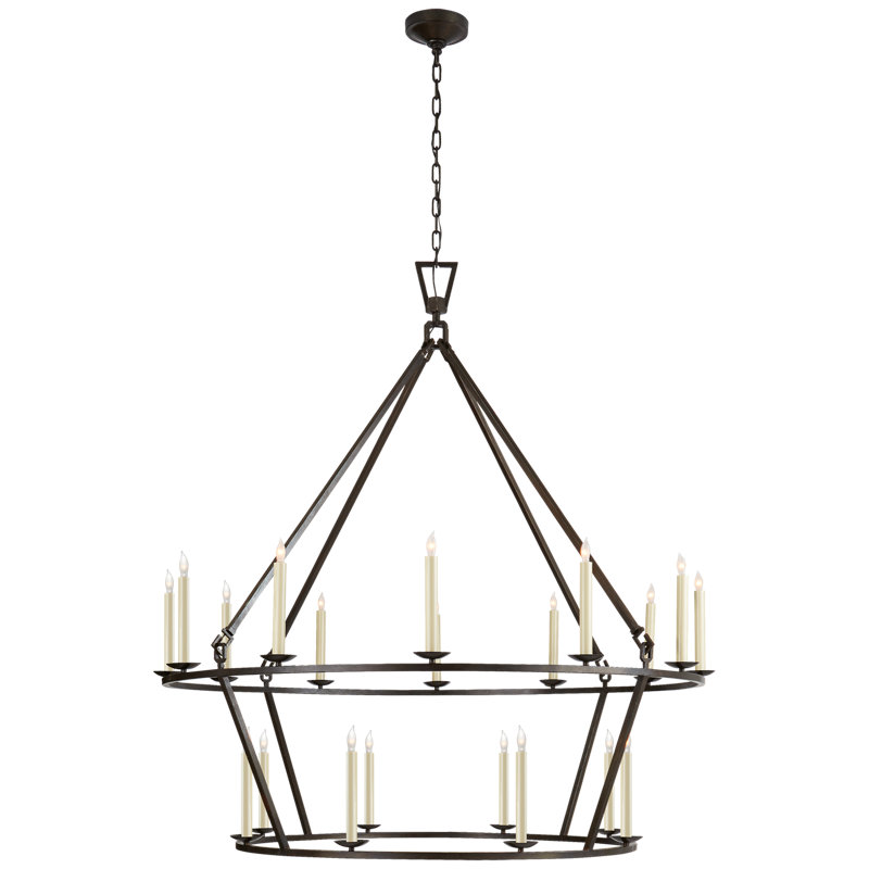 Chapman & Myers Darlana Two-Tier Chandelier, Aged Iron, 53.25" H x 50" W x 50" D