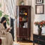 Armoire de coin en bois massif brun noisette