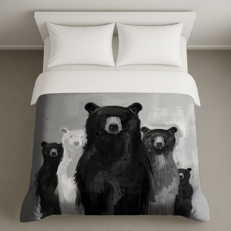 Housses de couette noires et blanches, Lit simple