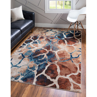 Tapis contemporain contemporain de couleur brique