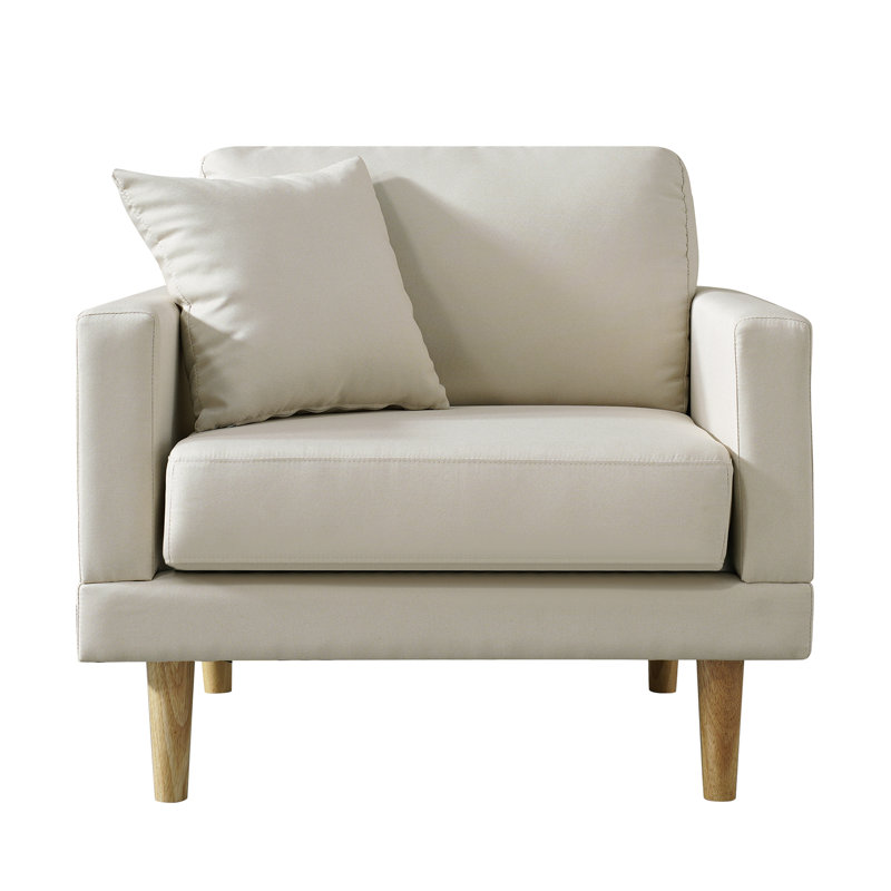 Fauteuil de 34 po de large Murnie, Mélange de polyester beige