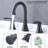 2-Handle 8 Inch Widespread Bathroom Sink Faucet ‎Oil-Rubbed Bronze Lavatory Faucet 3 Hole 360° Swivel Spout Vanity Sink Basin Faucets With Pop Up Drain Assembly And Cupc Water Supply Hoses