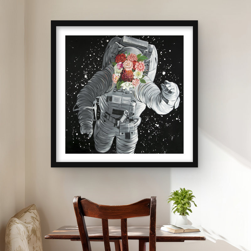 «Dreaming of Space» - Reproduction matte encadrée pour le décor de la chambre à coucher, H 24 po x l 24 po, Noir