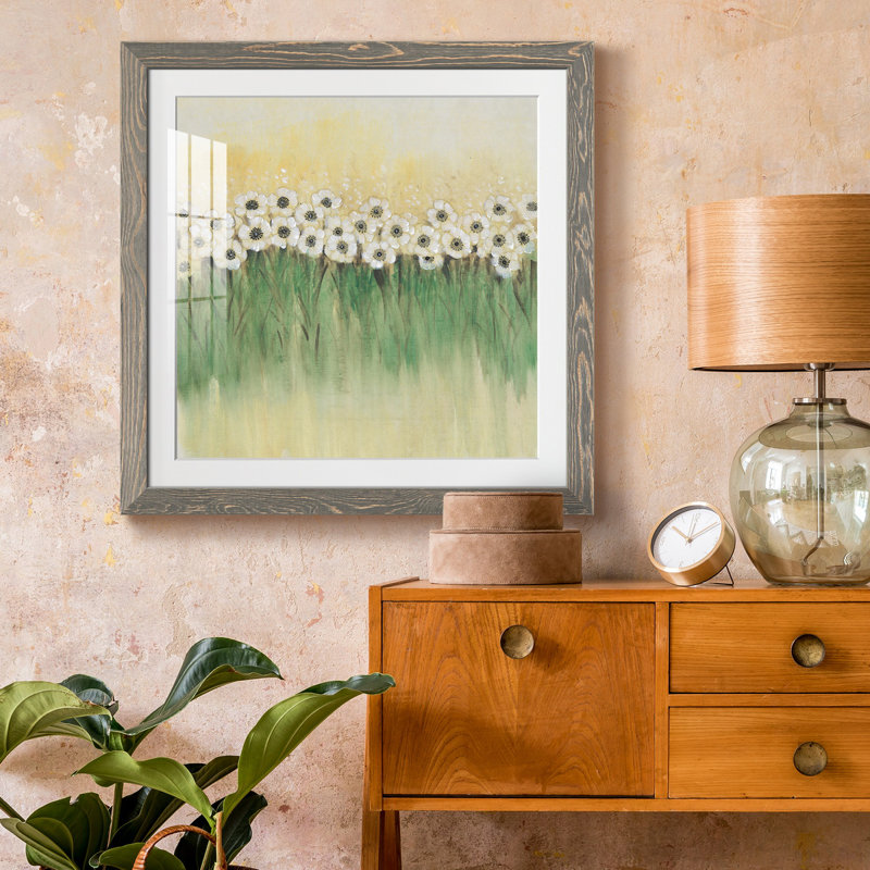 Rangée de fleurs I - reproduction encadrée de qualité supérieure - prête à être accrochée, H 20 po x l 20 po x P 1,5 po