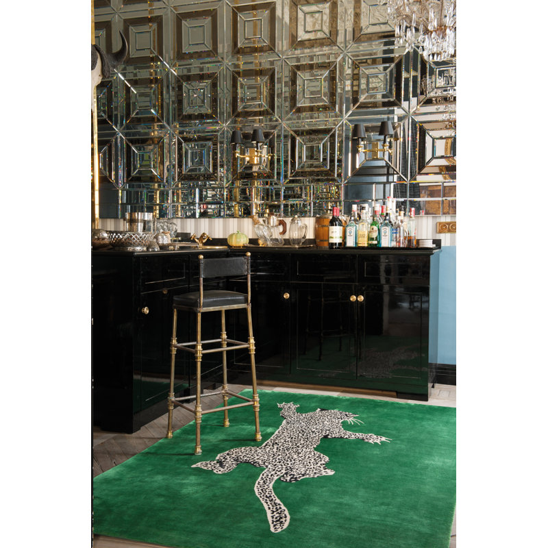 Diane Von Furstenberg Climbing Leopard Emerald Area Rug, Rectangle 10' x 14'