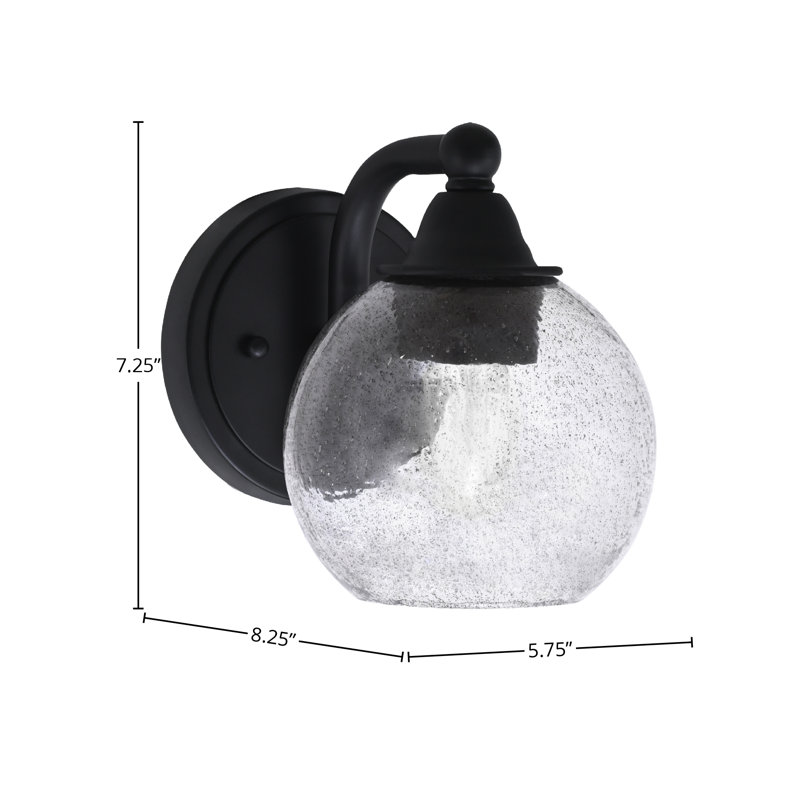 Paramount Wall Sconce Shown In Matte Black Finish With 5.75" Smoke Bubble Glass
