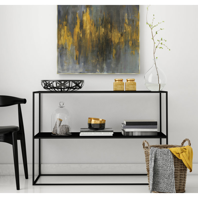 « black & gold abstract », reproduction sur toile encadrée en or/noir