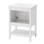 24" White Modern Sleek Bathroom Vanity Elegant Ceramic Sink With Solid Wood Frame Open Style Shelf