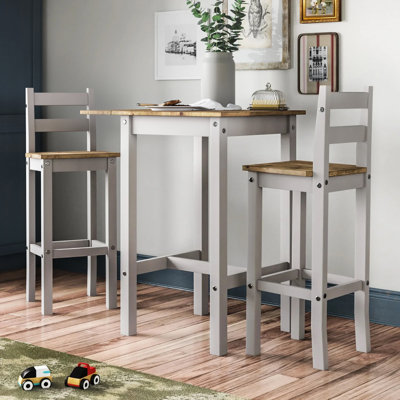 Jetziel 2 - Person Pine Solid Wood Top Four Leg Dining Set